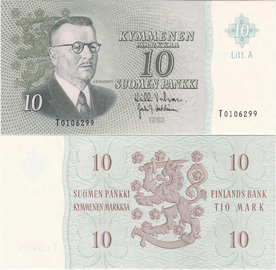 10 Markkaa 1963 Litt.A T0106299
